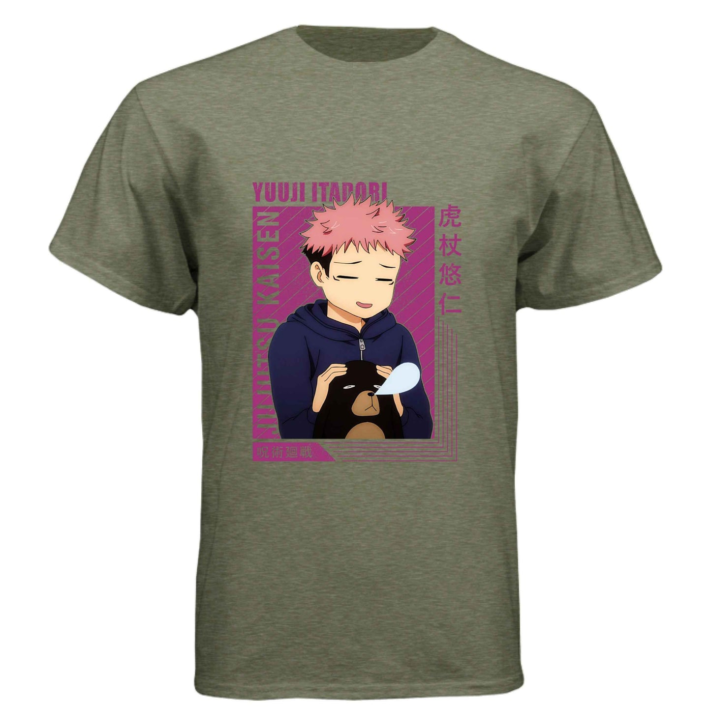 Jujutsu Kaisen Yuji Itadori T-Shirt - Wholesome Moment Stuffed Animal Design | Premium Unisex Triblend Tee