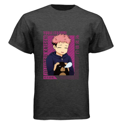 Jujutsu Kaisen Yuji Itadori T-Shirt - Wholesome Moment Stuffed Animal Design | Premium Unisex Triblend Tee