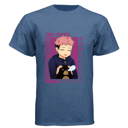 Jujutsu Kaisen Yuji Itadori T-Shirt - Wholesome Moment Stuffed Animal Design | Premium Unisex Triblend Tee