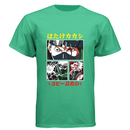 ENVY - FRONT Naruto Kakashi Hatake anime t-shirt featuring Copy Ninja manga panel design with Sharingan on unisex triblend fabric
