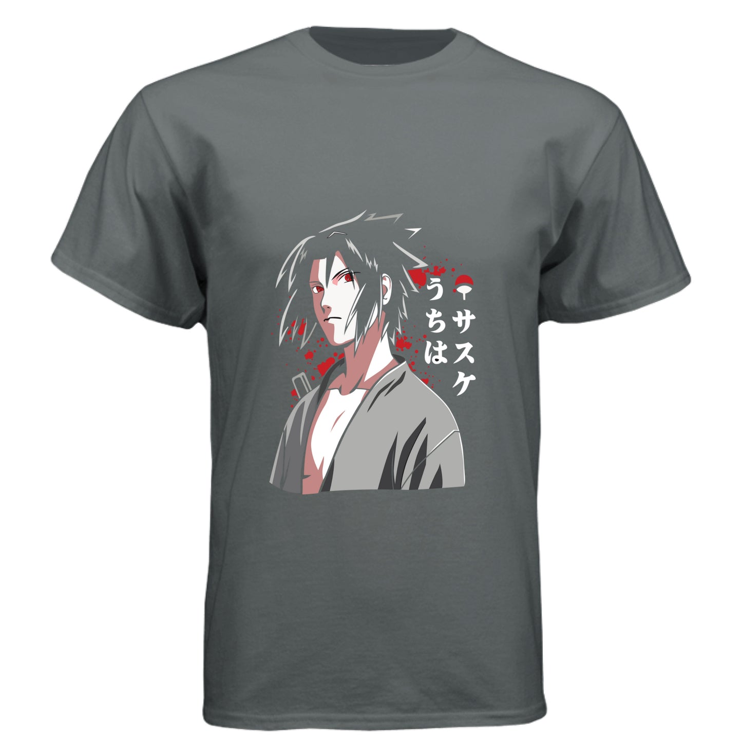 Vintage Heavy Metal - FRONT Naruto Sasuke Uchiha anime t-shirt featuring Sharingan portrait design on unisex triblend fabric
