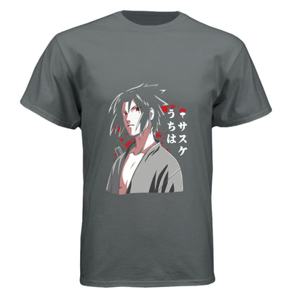 Vintage Heavy Metal - FRONT Naruto Sasuke Uchiha anime t-shirt featuring Sharingan portrait design on unisex triblend fabric
