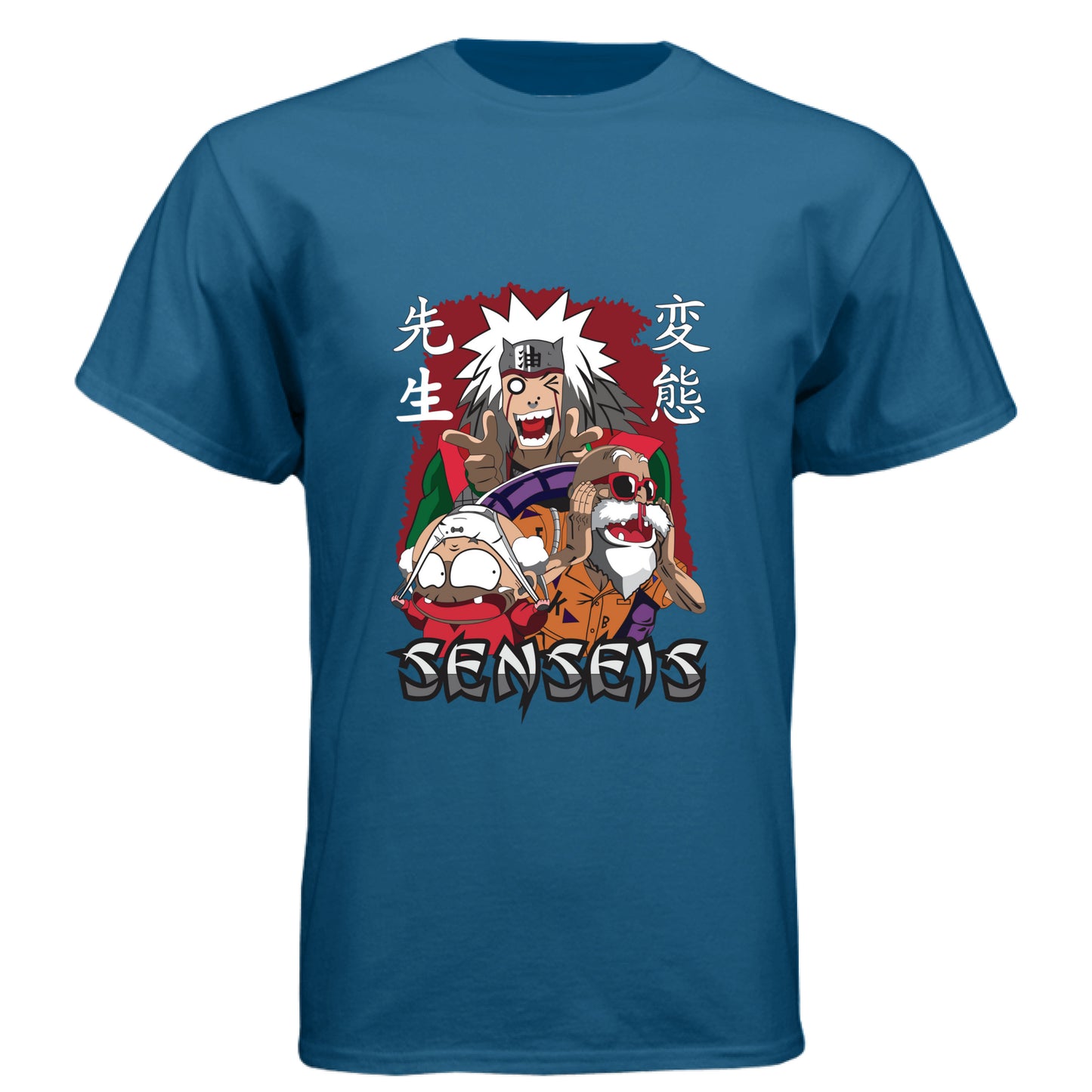 Legion Blue - FRONT Naruto Jiraiya anime t-shirt featuring Legendary Sannin with summoning toads design on unisex triblend fabric
