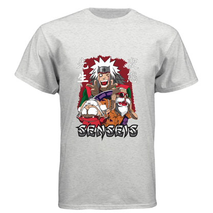 HEATHER WHITE - FRONT Naruto Jiraiya anime t-shirt featuring Legendary Sannin with summoning toads design on unisex triblend fabric
