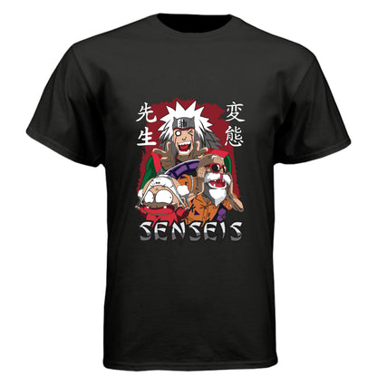 BLACK - FRONT Naruto Jiraiya anime t-shirt featuring Legendary Sannin with summoning toads design on unisex triblend fabric
