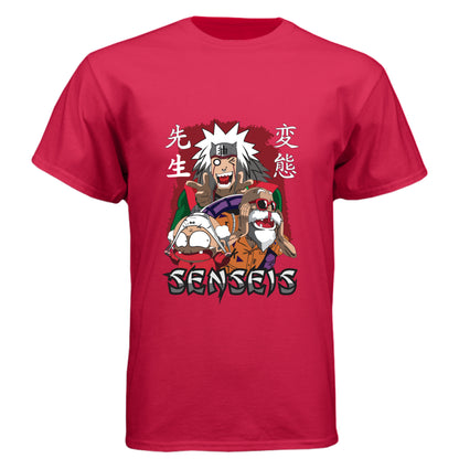Red - FRONT Naruto Jiraiya anime t-shirt featuring Legendary Sannin with summoning toads design on unisex triblend fabric
