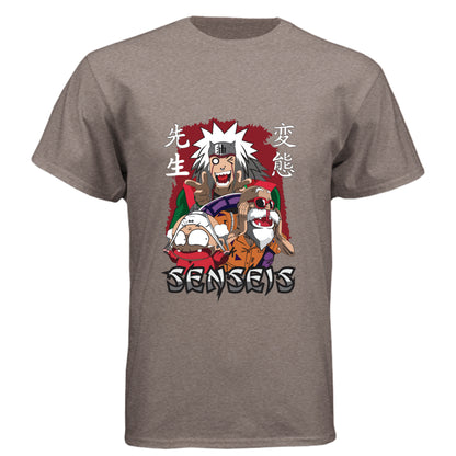 MACCHIATO - FRONT Naruto Jiraiya anime t-shirt featuring Legendary Sannin with summoning toads design on unisex triblend fabric
