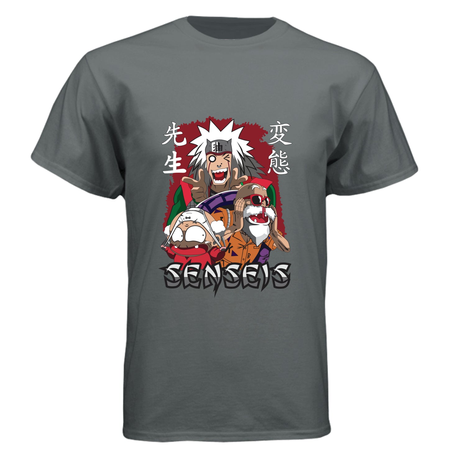 Vintage Heavy Metal - FRONT Naruto Jiraiya anime t-shirt featuring Legendary Sannin with summoning toads design on unisex triblend fabric
