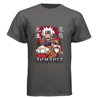 Graphite Black - FRONT Naruto Jiraiya anime t-shirt featuring Legendary Sannin with summoning toads design on unisex triblend fabric
