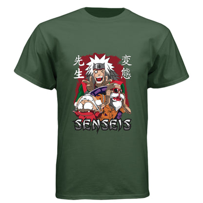 Black Forest - FRONT Naruto Jiraiya anime t-shirt featuring Legendary Sannin with summoning toads design on unisex triblend fabric
