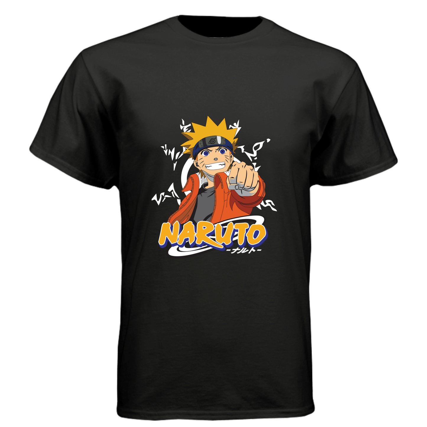BLACK - FRONT Naruto Uzumaki anime t-shirt featuring Believe It protagonist portrait design on unisex triblend fabric
