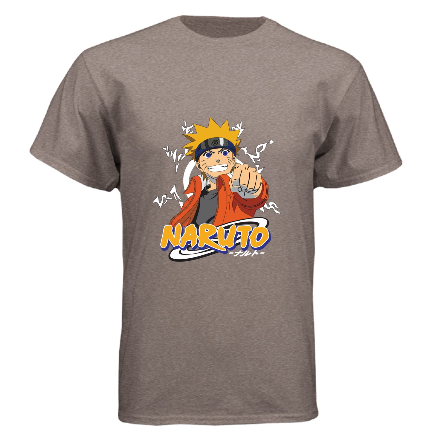 MACCHIATO - FRONT Naruto Uzumaki anime t-shirt featuring Believe It protagonist portrait design on unisex triblend fabric
