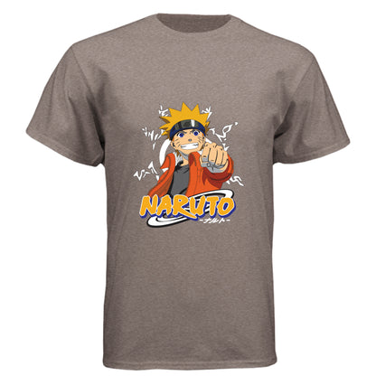 MACCHIATO - FRONT Naruto Uzumaki anime t-shirt featuring Believe It protagonist portrait design on unisex triblend fabric
