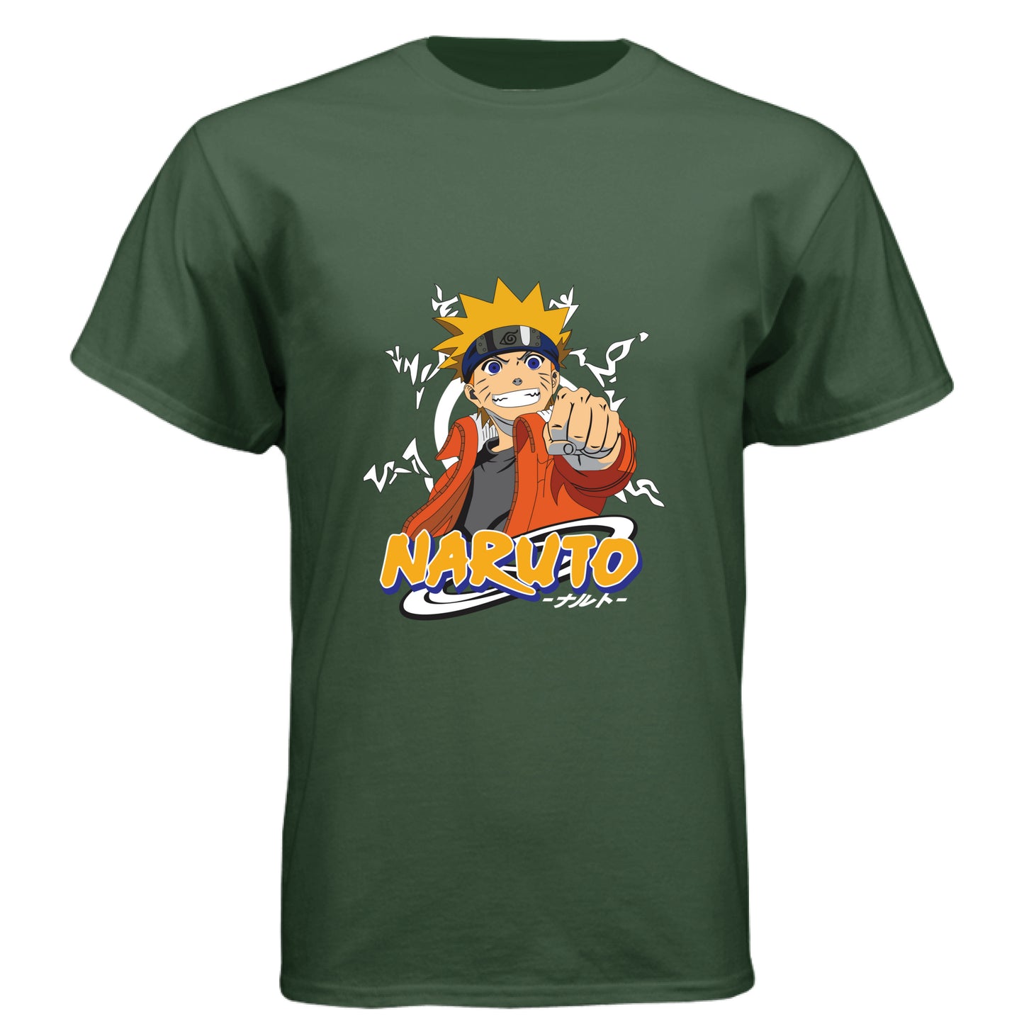 Black Forest - FRONT Naruto Uzumaki anime t-shirt featuring Believe It protagonist portrait design on unisex triblend fabric
