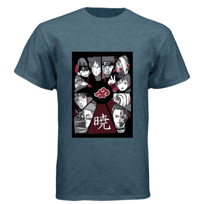 INDIGO - FRONT Naruto Akatsuki organization anime t-shirt featuring all members collage design on unisex triblend fabric
