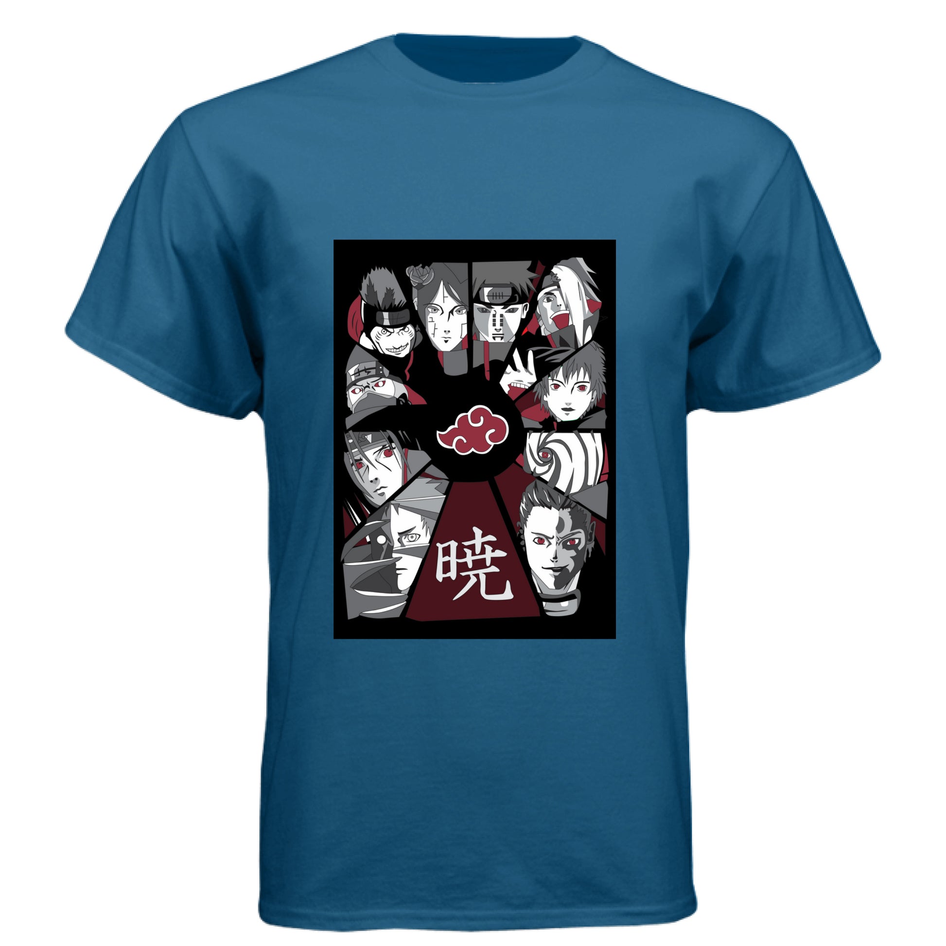 Legion Blue - FRONT Naruto Akatsuki organization anime t-shirt featuring all members collage design on unisex triblend fabric
