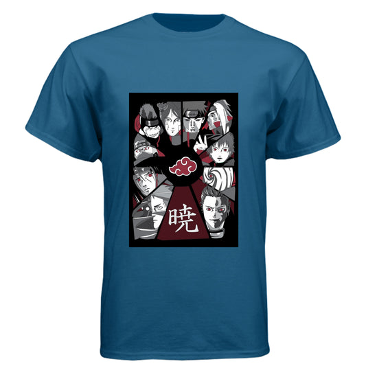 Legion Blue - FRONT Naruto Akatsuki organization anime t-shirt featuring all members collage design on unisex triblend fabric
