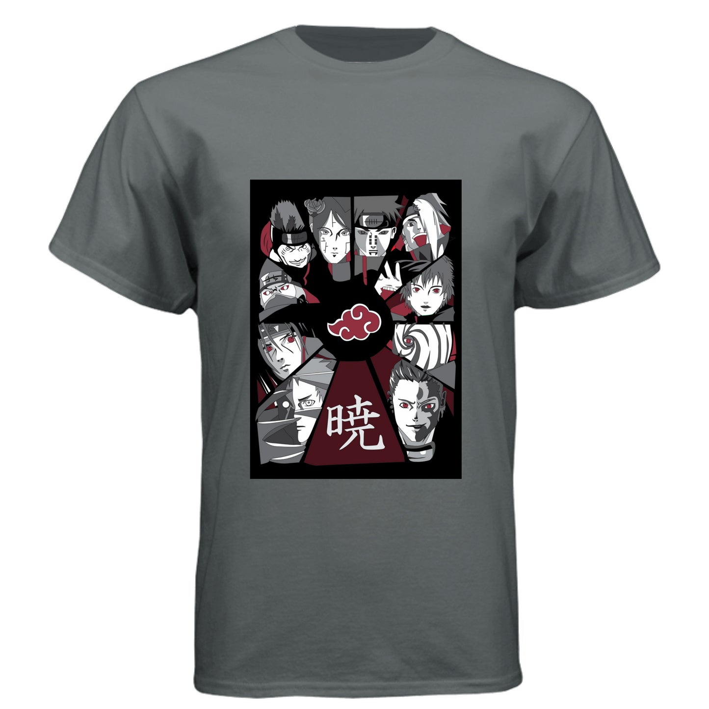 Vintage Heavy Metal - FRONT Naruto Akatsuki organization anime t-shirt featuring all members collage design on unisex triblend fabric
