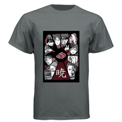 Vintage Heavy Metal - FRONT Naruto Akatsuki organization anime t-shirt featuring all members collage design on unisex triblend fabric
