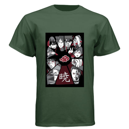 Black Forest - FRONT Naruto Akatsuki organization anime t-shirt featuring all members collage design on unisex triblend fabric
