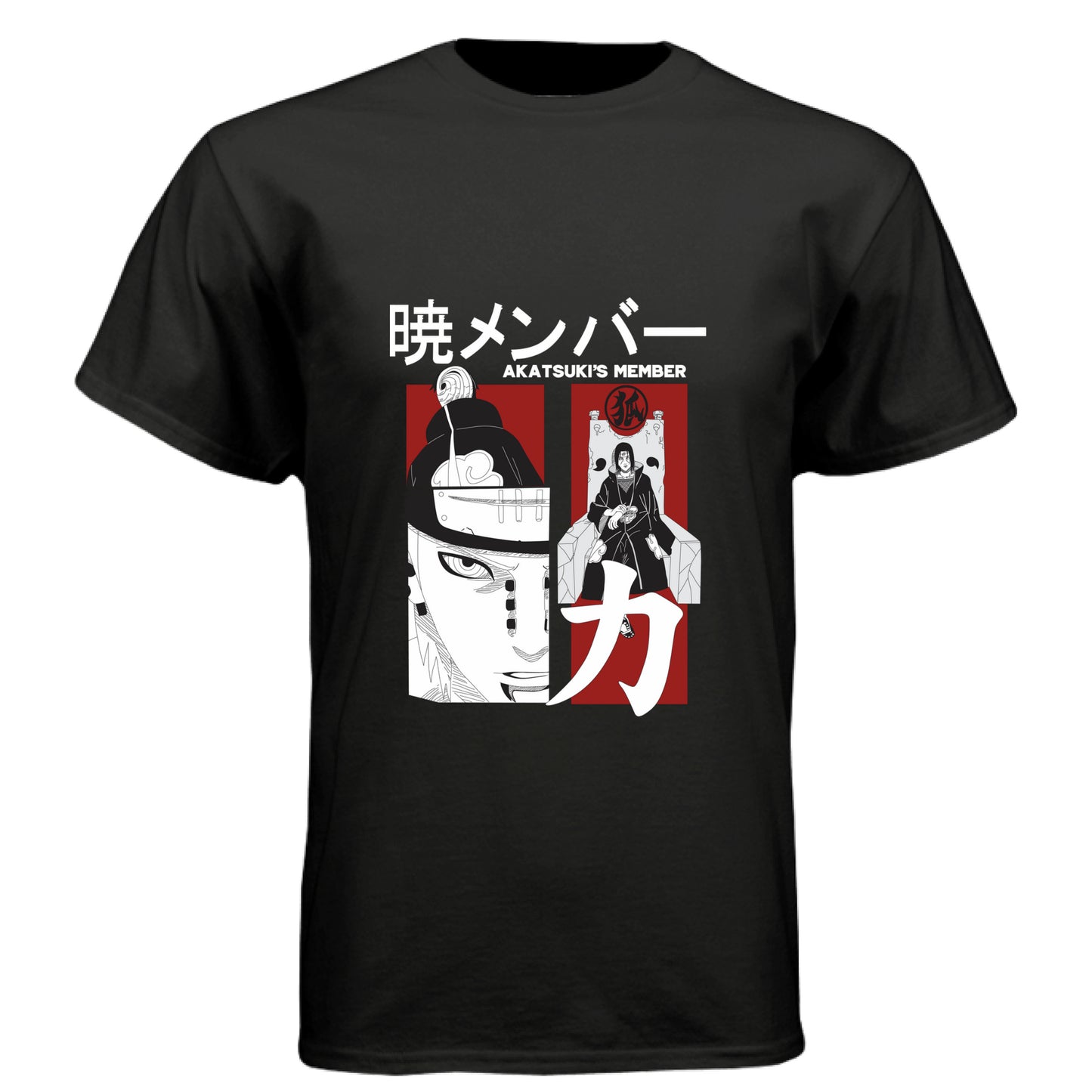 BLACK - FRONT Naruto Pain Akatsuki leader anime t-shirt featuring Rinnegan multi-panel design on unisex triblend fabric
