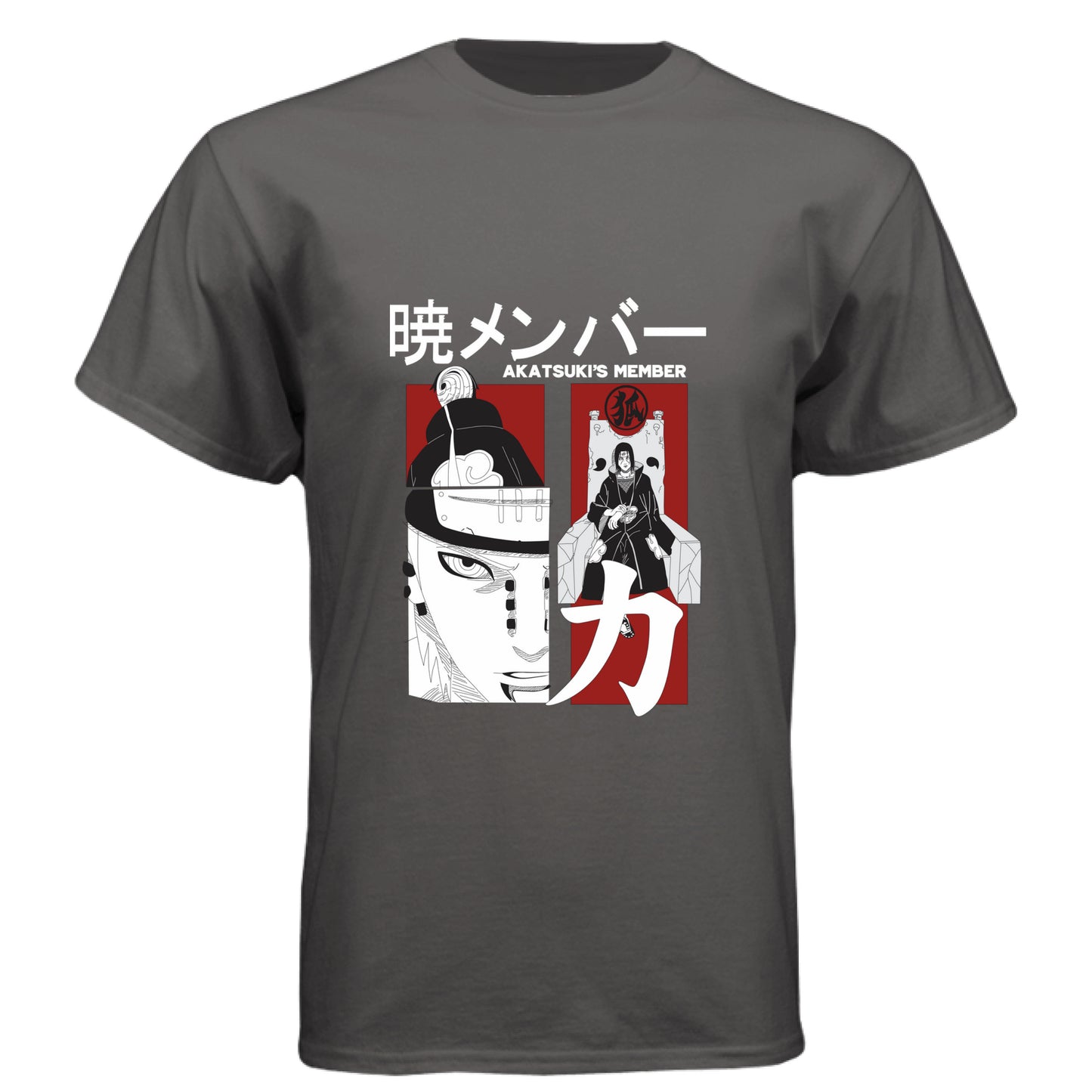Graphite Black - FRONT Naruto Pain Akatsuki leader anime t-shirt featuring Rinnegan multi-panel design on unisex triblend fabric
