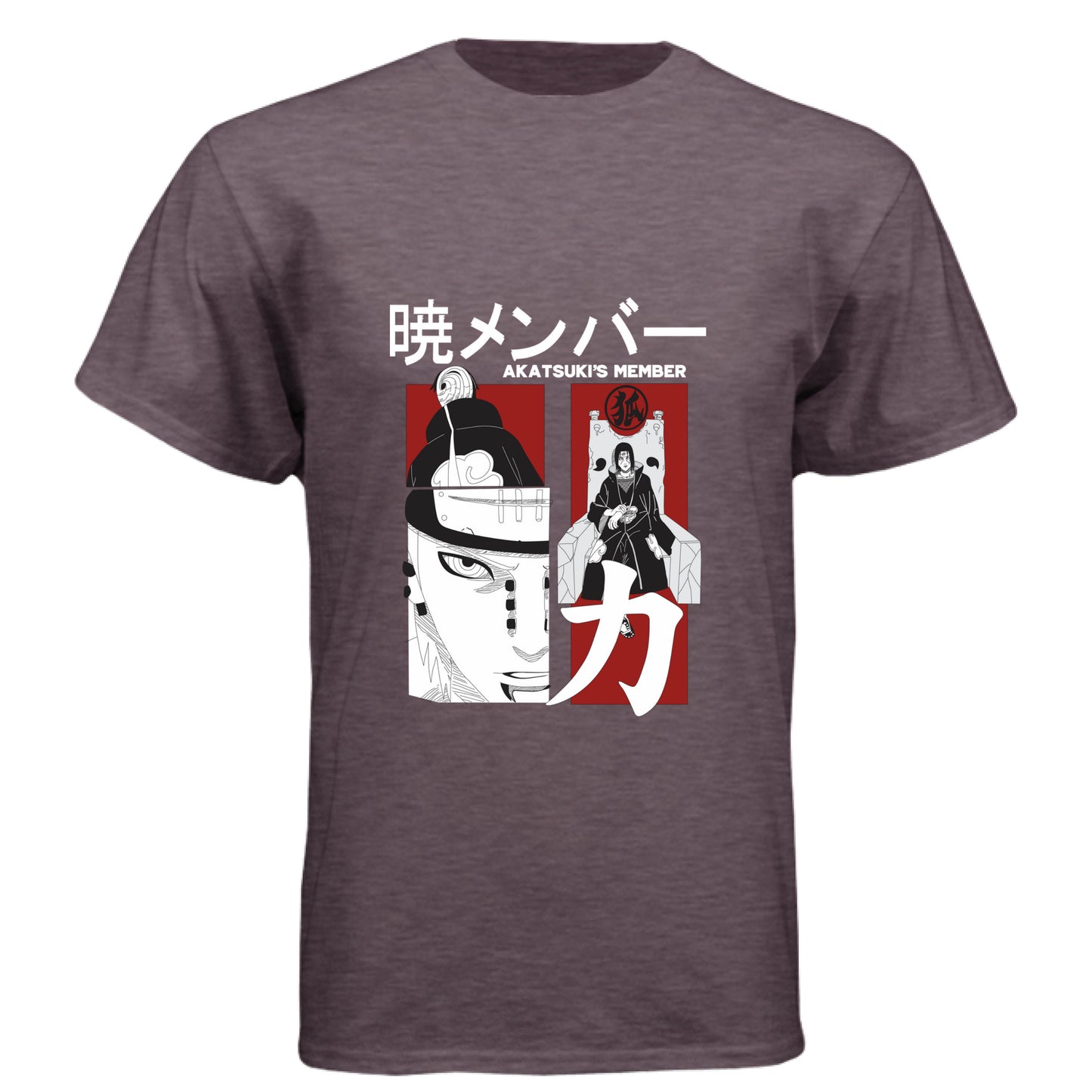 VINTAGE PURPLE - FRONT Naruto Pain Akatsuki leader anime t-shirt featuring Rinnegan multi-panel design on unisex triblend fabric
