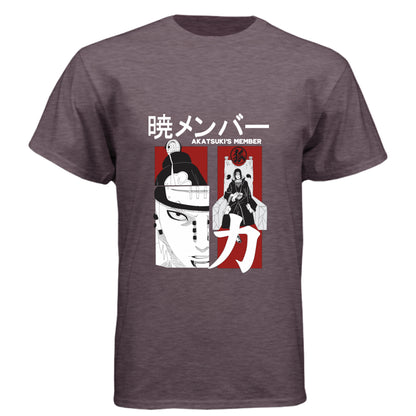 VINTAGE PURPLE - FRONT Naruto Pain Akatsuki leader anime t-shirt featuring Rinnegan multi-panel design on unisex triblend fabric
