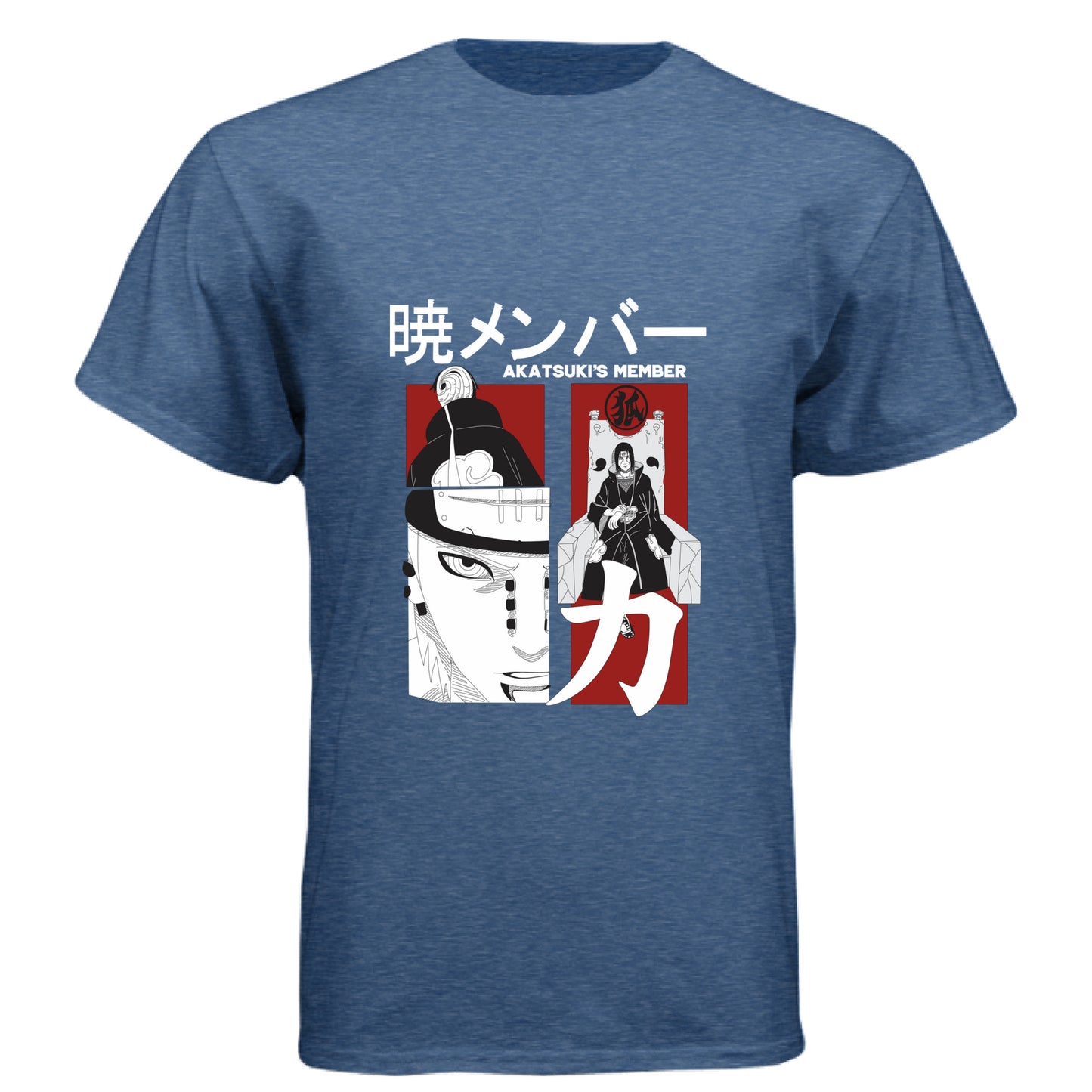 VINTAGE ROYAL - FRONT Naruto Pain Akatsuki leader anime t-shirt featuring Rinnegan multi-panel design on unisex triblend fabric
