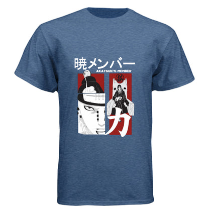 VINTAGE ROYAL - FRONT Naruto Pain Akatsuki leader anime t-shirt featuring Rinnegan multi-panel design on unisex triblend fabric
