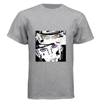 PREMIUM HEATHER - FRONT Naruto vs Pain anime t-shirt featuring epic battle dual panel design on unisex triblend fabric
