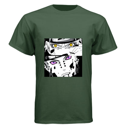 Black Forest - FRONT Naruto vs Pain anime t-shirt featuring epic battle dual panel design on unisex triblend fabric
