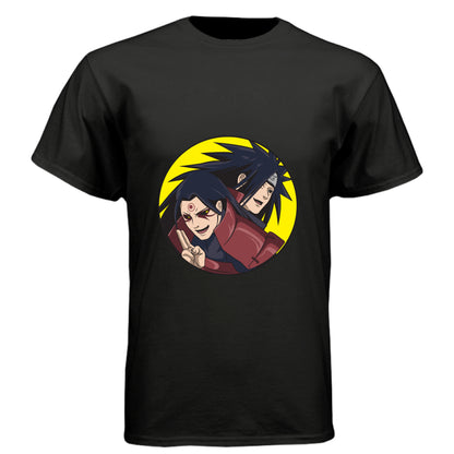 BLACK - FRONT Naruto Madara and Hashirama anime t-shirt featuring legendary founders duo design on unisex triblend fabric
