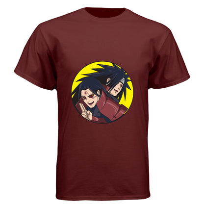 Cardinal Black - FRONT Naruto Madara and Hashirama anime t-shirt featuring legendary founders duo design on unisex triblend fabric
