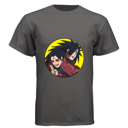 Graphite Black - FRONT Naruto Madara and Hashirama anime t-shirt featuring legendary founders duo design on unisex triblend fabric
