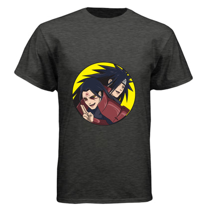 VINTAGE BLACK - FRONT Naruto Madara and Hashirama anime t-shirt featuring legendary founders duo design on unisex triblend fabric
