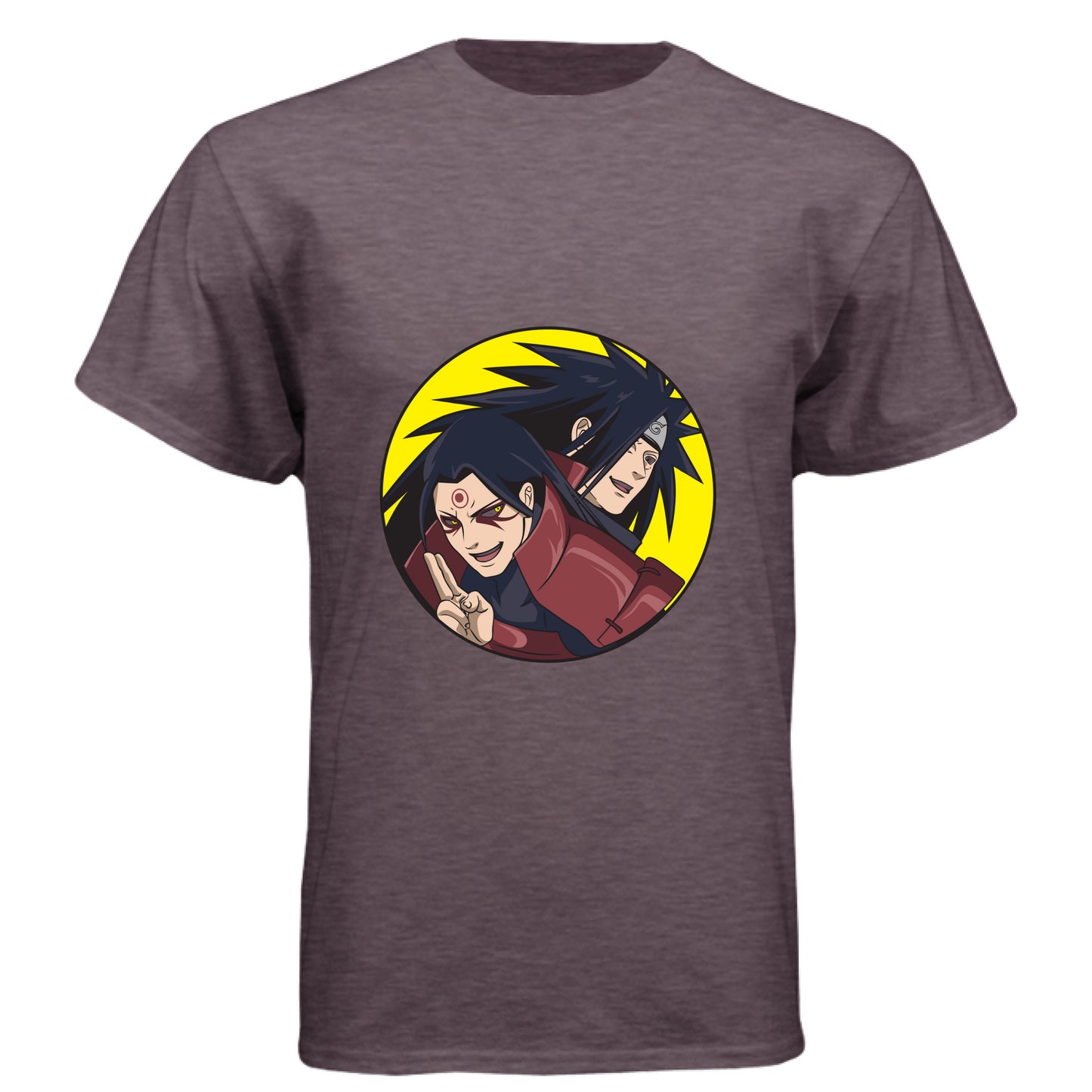 VINTAGE PURPLE - FRONT Naruto Madara and Hashirama anime t-shirt featuring legendary founders duo design on unisex triblend fabric
