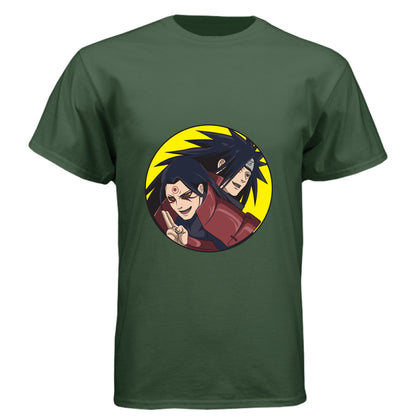 Black Forest - FRONT Naruto Madara and Hashirama anime t-shirt featuring legendary founders duo design on unisex triblend fabric
