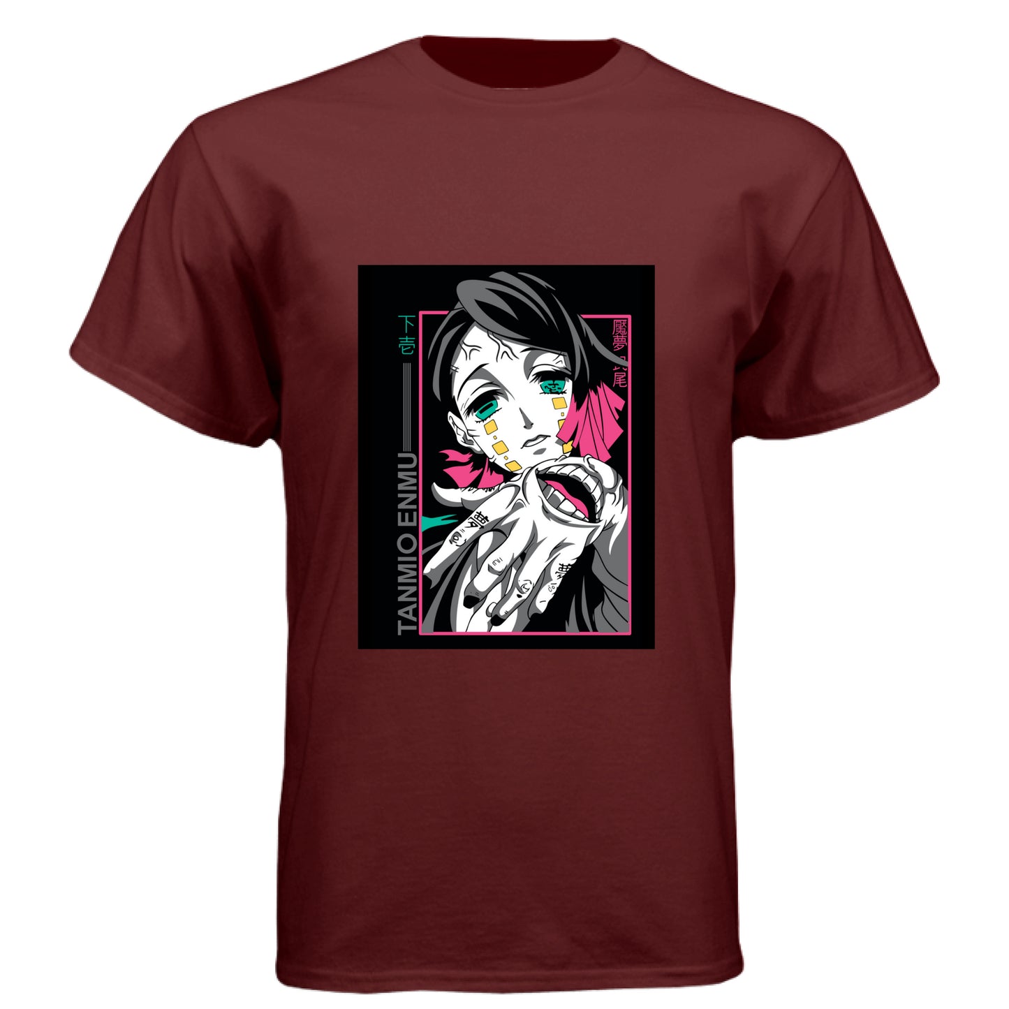 Cardinal Black - FRONT Demon Slayer Enmu anime t-shirt featuring Lower Moon One portrait design on unisex triblend fabric

