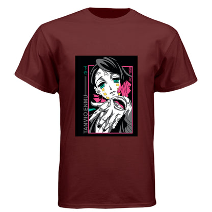 Cardinal Black - FRONT Demon Slayer Enmu anime t-shirt featuring Lower Moon One portrait design on unisex triblend fabric
