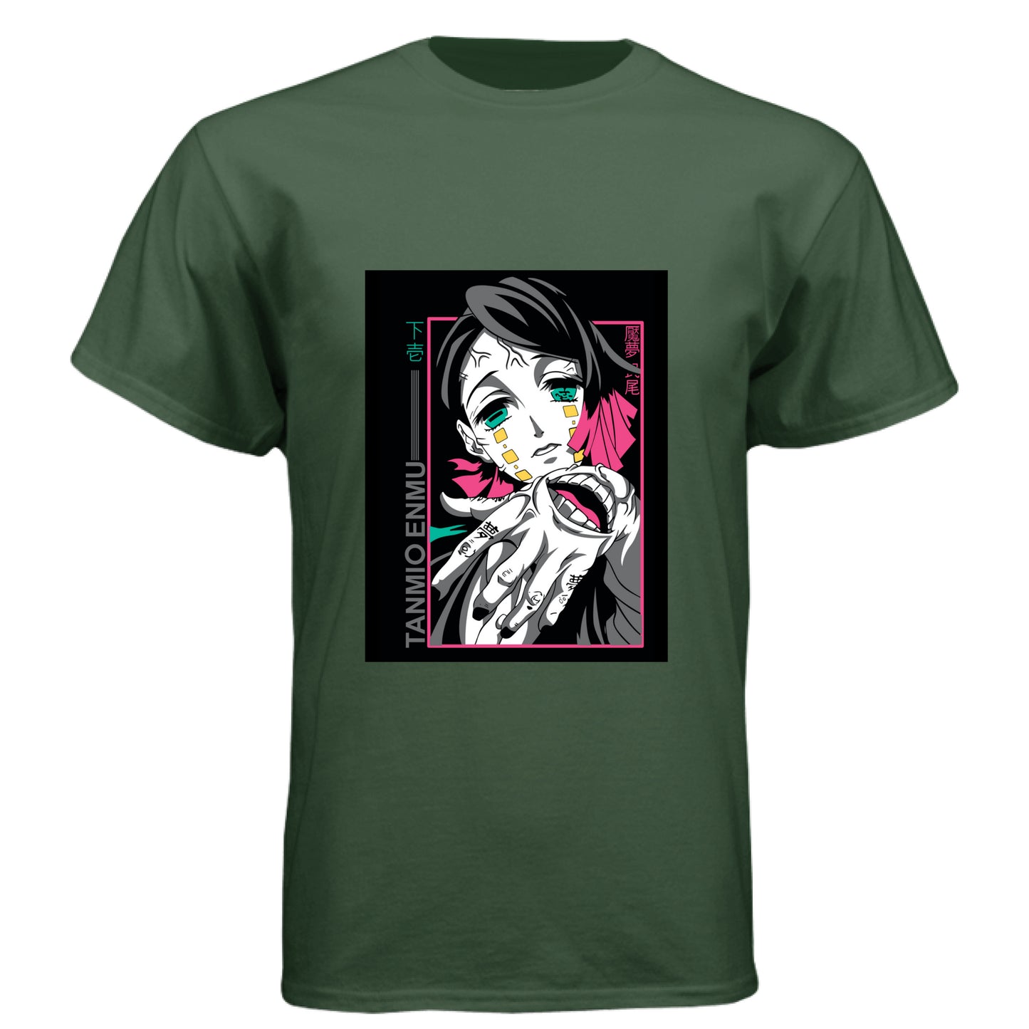 Black Forest - FRONT Demon Slayer Enmu anime t-shirt featuring Lower Moon One portrait design on unisex triblend fabric
