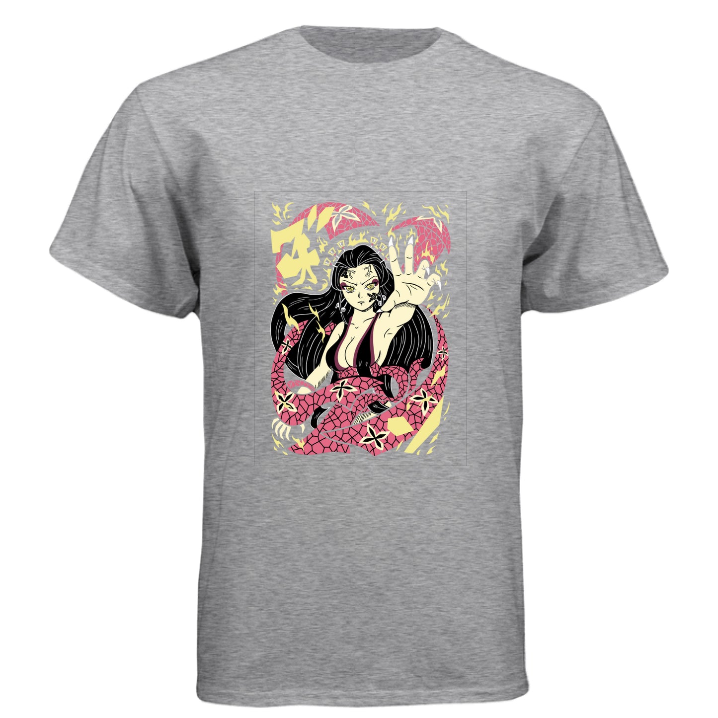 PREMIUM HEATHER - FRONT Demon Slayer Nezuko Kamado anime t-shirt featuring traditional Japanese art demon form design on unisex triblend fabric
