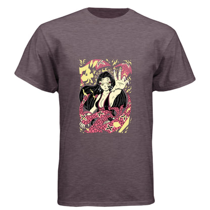 VINTAGE PURPLE - FRONT Demon Slayer Nezuko Kamado anime t-shirt featuring traditional Japanese art demon form design on unisex triblend fabric
