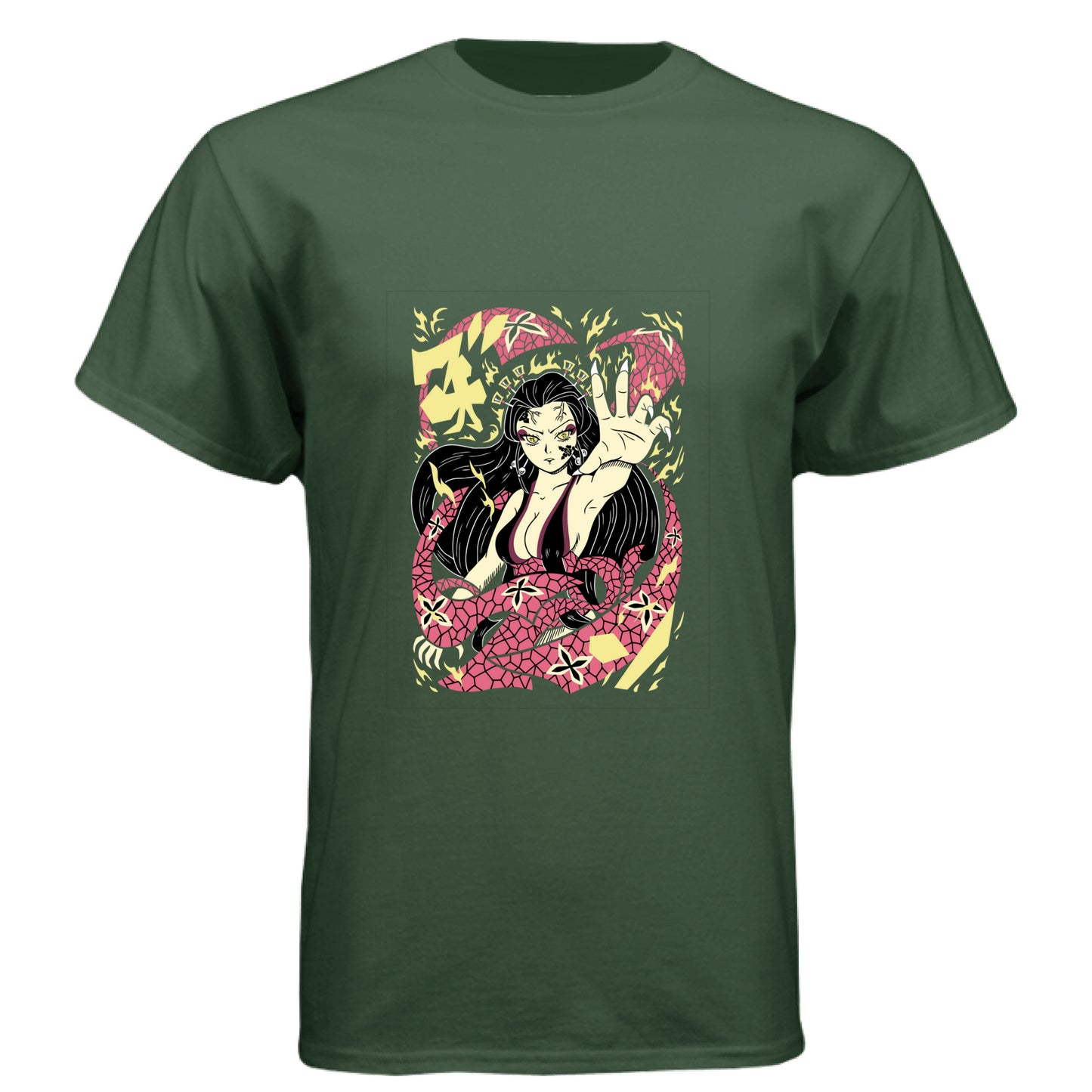 Black Forest - FRONT Demon Slayer Nezuko Kamado anime t-shirt featuring traditional Japanese art demon form design on unisex triblend fabric
