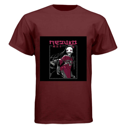 Demon Slayer Nezuko Kamado T-Shirt - Elegant Pink Kimono Portrait Design | Premium Unisex Triblend Tee