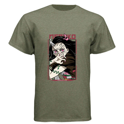 Demon Slayer Nezuko Kamado T-Shirt - Awakened Demon Form Vine Pattern Design | Premium Unisex Triblend Tee