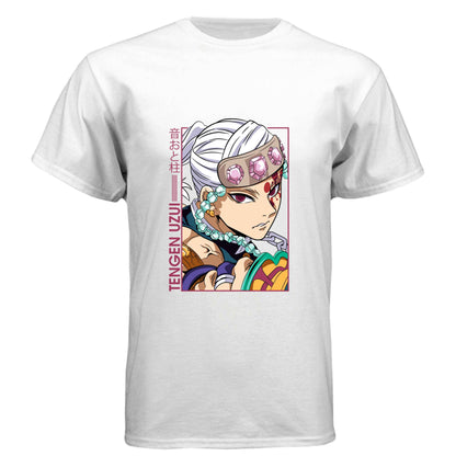 Demon Slayer Tengen Uzui T-Shirt - Sound Hashira Flamboyant Portrait Design | Premium Unisex Triblend Tee