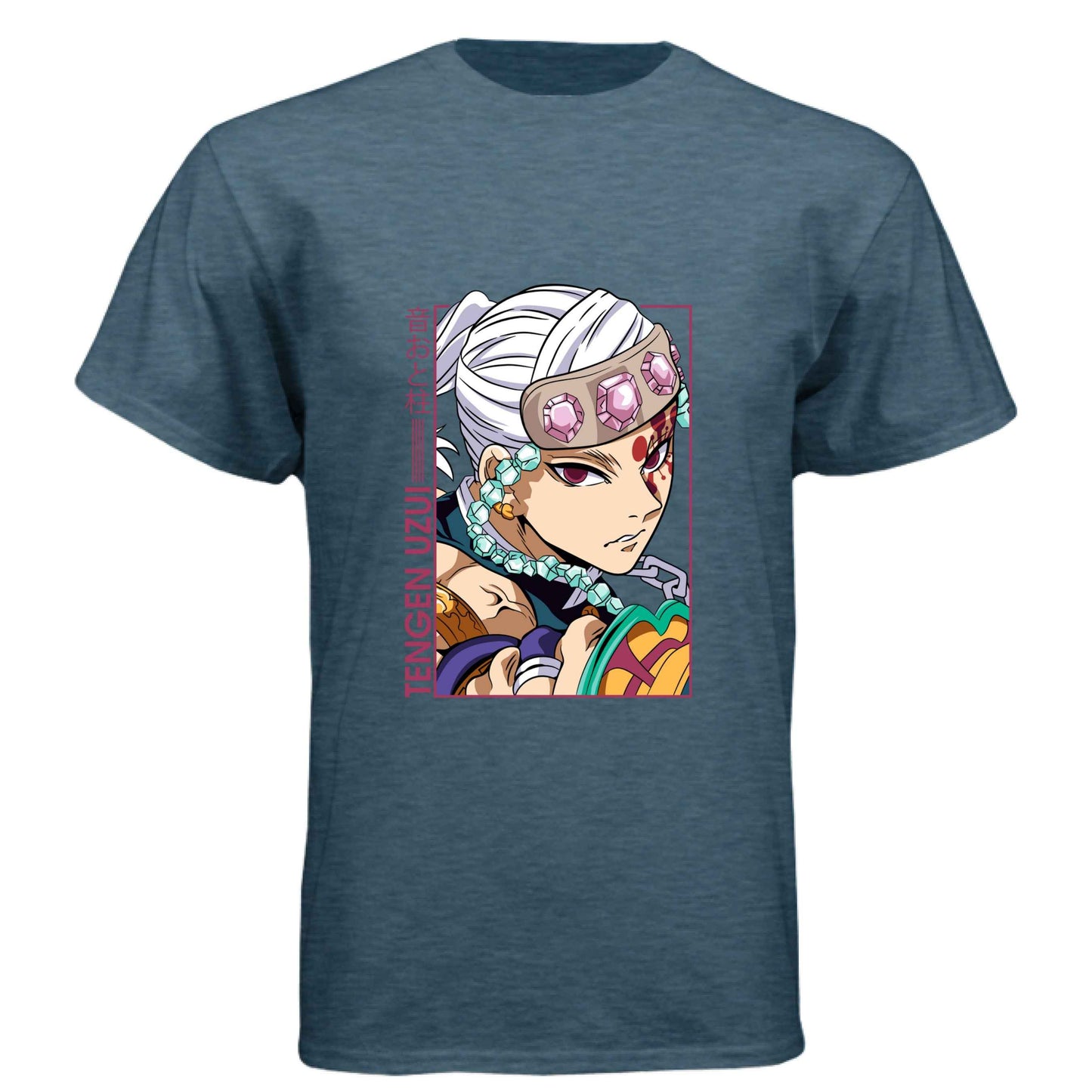 Demon Slayer Tengen Uzui T-Shirt - Sound Hashira Flamboyant Portrait Design | Premium Unisex Triblend Tee