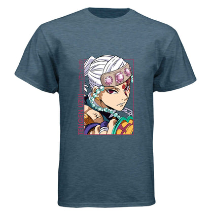 Demon Slayer Tengen Uzui T-Shirt - Sound Hashira Flamboyant Portrait Design | Premium Unisex Triblend Tee