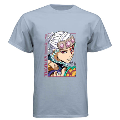 Demon Slayer Tengen Uzui T-Shirt - Sound Hashira Flamboyant Portrait Design | Premium Unisex Triblend Tee